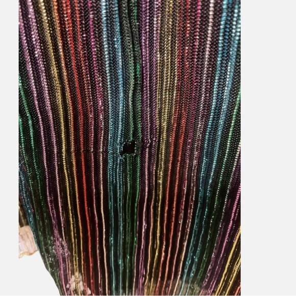 Saylor Aviva Cocktail Dress Long Tiered Metallic Rainbow Small *READ FLAW* - Picture 8 of 8
